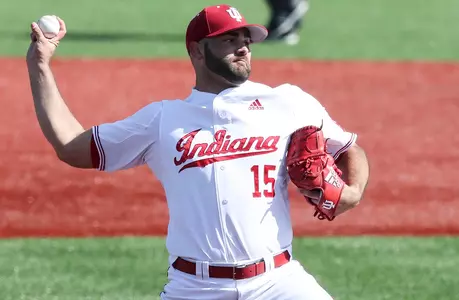 BLOOMINGTON, IN - MARCH 10, 2018 - \ba during the game against University of the Pacific Tigers and the Indiana Hoosiers at Bart Kaufman Field in Bloomington, IN. Photo By Rebecca Mehling/Indiana Athletics