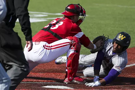 BLOOMINGTON, IN - MARCH 14, 2018 - \ba during the game against the Western Illinois Fighting Leatherbacks and the Indiana Hoosiers at Bart Kaufman Field in Bloomington, IN. Photo By Rebecca Mehling/Indiana Athletics