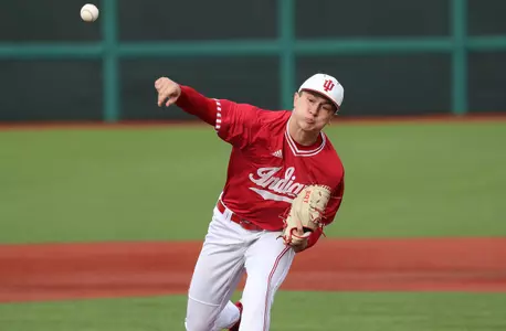BLOOMINGTON, IN - MARCH 09, 2018 - \ba during the game against University of the Pacific Tigers and the Indiana Hoosiers at Bart Kaufman Field in Bloomington, IN. Photo By Rebecca Mehling/Indiana Athletics