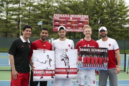 BLOOMINGTON, IN - APRIL 22, 2018 - during the match against the Penn State Nittany Lions and the Indiana Hoosiers at IU Tennis Center in Bloomington, IN. Photo By Craig Bisacre/Indiana Athletics