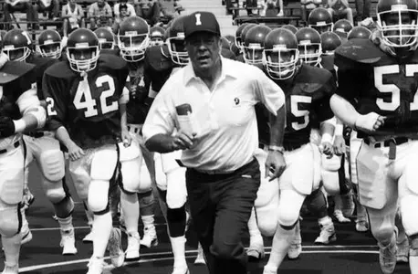 Coach Mallory leading the Hoosiers out in 1986.
