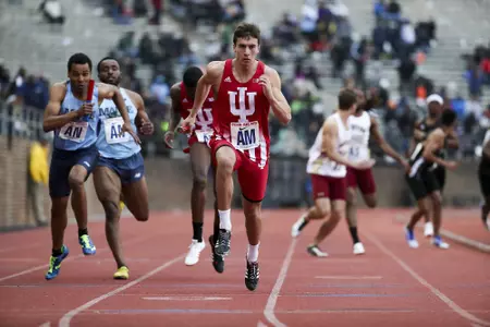 PHILADELPHIA, PA - APRIL 27, 2018 - Derek Grimmer of the Indiana Hoosiers during the Penn Relays at Franklin Field on University of Pennsylvania campus in Philadelphia, PA . Photo By Craig Bisacre/Indiana Athletics