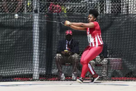 PHILADELPHIA, PA - APRIL 26, 2018 - Nycia Ford of the Indiana Hoosiers during the Penn Relays at Franklin Field on University of Pennsylvania campus in Philadelphia, PA . Photo By Craig Bisacre/Indiana Athletics