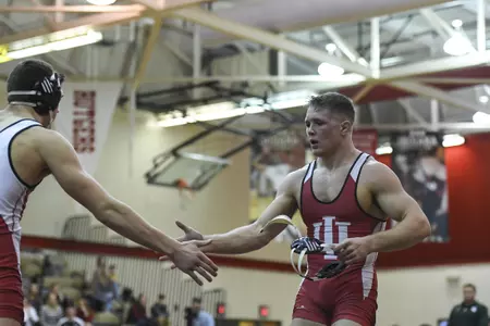 BLOOMINGTON, IN - JANUARY 19, 2018 - Norman Conley of the Indiana Hoosiers during the match against the Michigan State Spartans and the Indiana Hoosiers University Gym in Bloomington, IN Photo By