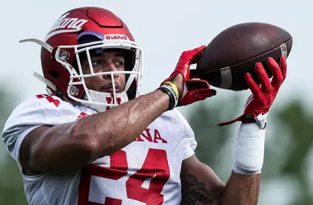 BLOOMINGTON, IN - AUGUST 10, 2018 - running back Mike Majette #24 of the Indiana Hoosiers during Fall camp practice on the football practice field in Bloomington, IN. Photo By Rose Bythrow/Indiana Athletics