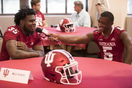 BLOOMINGTON, IN - AUGUST 02, 2018 - defensive lineman Nile Sykes #35 of the Indiana Hoosiers during football media day in Bloomington, IN. Photo By Missy Minear/Indiana Athletics