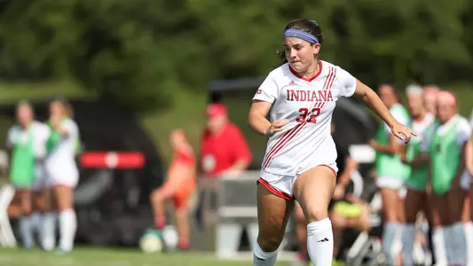 BLOOMINGTON, IN - AUGUST 19, 2018 - Midfielder/Defender Cam Bell #32 of the Indiana Hoosiers during the game against the Miami University RedHawks and the Indiana Hoosiers at Bill Armstrong Stadium in Bloomington, IN. Photo By Carter Waldron/Indiana Athletics