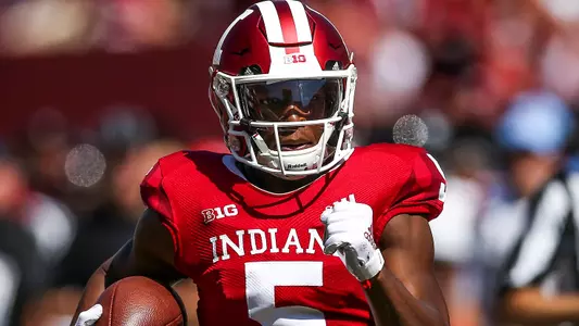 BLOOMINGTON, IN - SEPTEMBER 15, 2018 - wide receiver J-Shun Harris II #5 of the Indiana Hoosiers during the game against the Ball State Cardinals and the Indiana Hoosiers at Memorial Stadium in Bloomington, IN. Photo By John Sims/Indiana Athletics