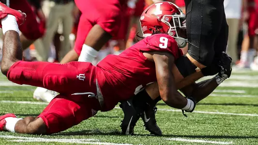 BLOOMINGTON, IN - SEPTEMBER 15, 2018 - defensive back Jonathan Crawford #9 of the Indiana Hoosiers during the game against the Ball State Cardinals and the Indiana Hoosiers at Memorial Stadium in Bloomington, IN. Photo By Craig Bisacre/Indiana Athletics