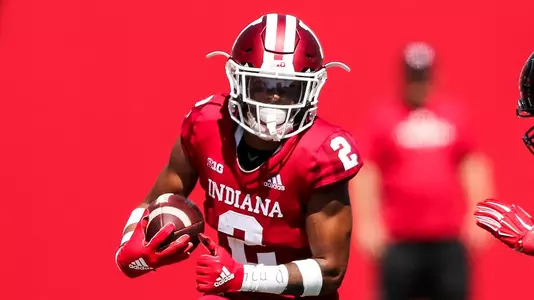 BLOOMINGTON, IN - SEPTEMBER 15, 2018 - Reese Taylor #2 of the Indiana Hoosiers during the game against the Ball State Cardinals and the Indiana Hoosiers at Memorial Stadium in Bloomington, IN. Photo By Craig Bisacre/Indiana Athletics