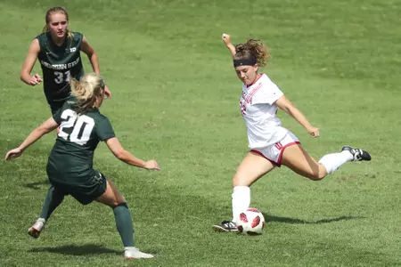 BLOOMINGTON, IN - SEPTEMBER 16, 2018 - Midfielder/Defender Cam Bell #32 of the Indiana Hoosiers during the game between the Michigan State Spartans and the Indiana Hoosiers at Bill Armstrong Stadium in Bloomington, IN. Photo By Craig Bisacre/Indiana Athletics