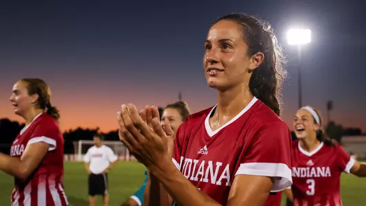 BLOOMINGTON, IN - SEPTEMBER 13, 2018 - Midfielder Allison Jorden #14 of the Indiana Hoosiers during the game between the Michigan Wolverines and the Indiana Hoosiers at Bill Armstrong Stadium in Bloomington, IN. Photo By Craig Bisacre/Indiana Athletics