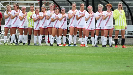 BLOOMINGTON, IN - SEPTEMBER 16, 2018 - Indiana Hoosier Women's Soccer Team during the game between the Michigan State Spartans and the Indiana Hoosiers at Bill Armstrong Stadium in Bloomington, IN. Photo By Craig Bisacre/Indiana Athletics