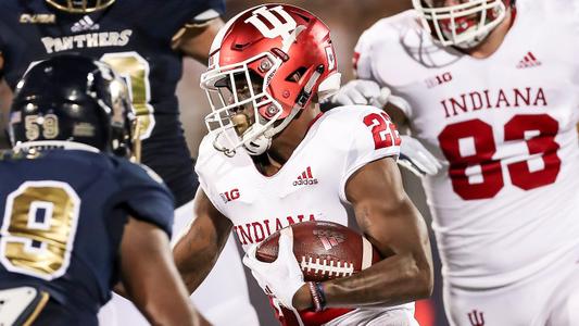 MIAMI, FL - SEPTEMBER 01, 2018 - wide receiver Whop Philyor #22 of the Indiana Hoosiers during the game against the FIU Panthers and the Indiana Hoosiers at Riccardo Silva Stadium in Miami, FL. Photo By Craig Bisacre/Indiana Athletics