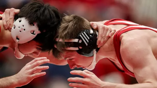 BLOOMINGTON, IN - JANUARY 13, 2019 - during the match between the Maryland Terrapins and the Indiana Hoosiers at the Wilkinson Hall in Bloomington, IN. Photo By Missy Minear/Indiana Athletics