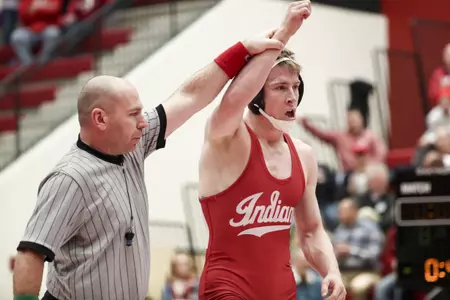BLOOMINGTON, IN - JANUARY 13, 2019 - during the match between the Maryland Terrapins and the Indiana Hoosiers at the Wilkinson Hall in Bloomington, IN. Photo By Craig Bisacre/Indiana Athletics