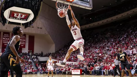 BLOOMINGTON, IN - FEBRUARY 07, 2019 - Forward Justin Smith #3 of the Indiana Hoosiers during the game against the Iowa Hawkeyes and the Indiana Hoosiers at Simon Skjodt Assembly Hall in Bloomington, IN. Photo By Missy Minear/Indiana Athletics