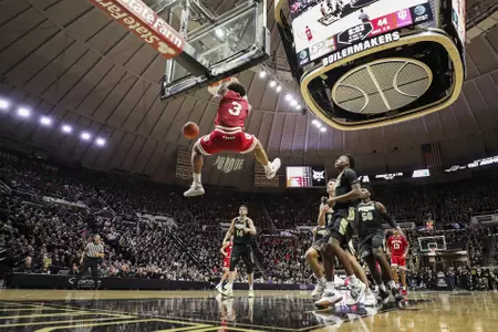 WEST LAFAYETTE, IN - JANUARY 19, 2019 - during the game between the Purdue Boilermakers and the Indiana Hoosiers at Mackey Arena in West Lafayette, IN. Photo By Craig Bisacre/Indiana Athletics