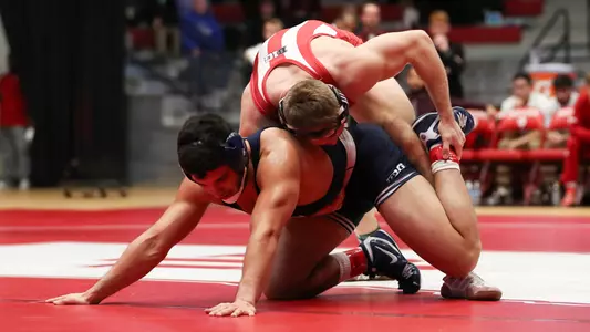 BLOOMINGTON, IN - JANUARY 27, 2019 - during the match between the Penn State Nittany Lions and the Indiana Hoosiers at Wilkinson Hall in Bloomington, IN. Photo By Katie Ducker/Indiana Athletics