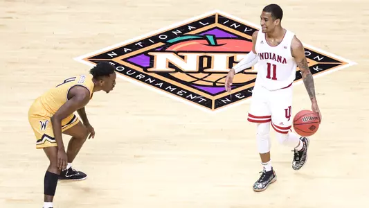 BLOOMINGTON, IN - MARCH 26, 2019 - during the NIT game between the Wichita State Shockers and the Indiana Hoosiers at Simon Skjodt Assembly Hall in Bloomington, IN. Photo By Amelia Herrick/Indiana Athletics