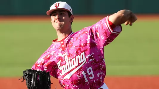 BLOOMINGTON, IN - APRIL 16, 2019 - during the game between the Ball State Cardinals and the Indiana Hoosiers at Bart Kaufman Field in Bloomington, IN. Photo By Katie Ducker/Indiana Athletics