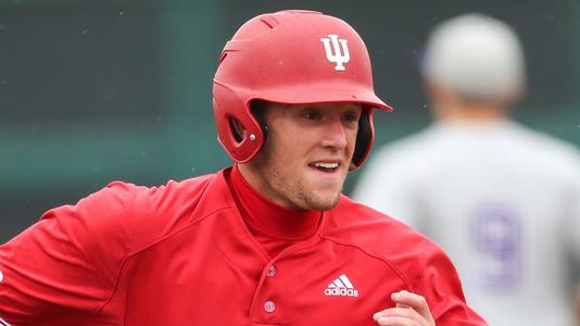 BLOOMINGTON, IN - APRIL 14, 2019 - Outfielder Elijah Dunham #21 of the Indiana Hoosiers during the game against the Evansville Purple Aces and the Indiana Hoosiers at Bart Kaufman Field in Bloomington, IN. Photo By Missy Minear/Indiana Athletics