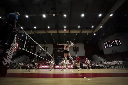 BLOOMINGTON, IN - AUGUST 30, 2019 - outside hitter Breana Edwards #11 of the Indiana Hoosiers during the game against Marshall in Bloomington, IN. Photo by Ben Green/Indiana Athletics