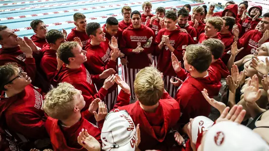 Swim and Dive team huddle