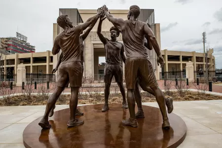 BLOOMINGTON, IN - MARCH 10, 2021 - Spirit of Indiana Statue in Miller Plaza in Bloomington, IN. Photo by Missy Minear/Indiana Athletics