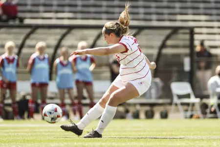 BLOOMINGTON, IN - MARCH 21, 2021 - midfielder Alaina Kalin #29 of the Indiana Hoosiers during the game between the Wisconsin Badgers and the Indiana Hoosiers at Bill Armstrong Stadium in Bloomington, IN. Photo By Xavier Daniels/Indiana Athletics