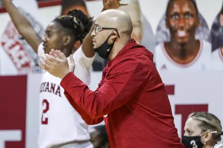 BLOOMINGTON, IN - MARCH 06, 2021 - Indiana Hoosiers Associate Head Coach Glenn Box during the game between the Purdue Booilermakers and the Indiana Hoosiers at Simon Skjodt Assembly Hall in Bloomington, IN. Photo By Xavier Daniels/Indiana Athletics