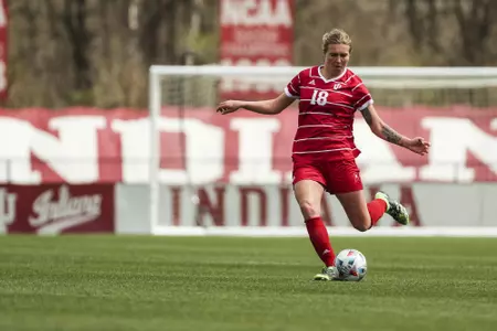 BLOOMINGTON, IN - MARCH 31, 2021 - defender Oliwia Wos #18 of the Indiana Hoosiers during the game between the Michigan State Spartans and the Indiana Hoosiers at Bill Armstrong Stadium in Bloomington, IN. Photo By Xavier Daniels/Indiana Athletics