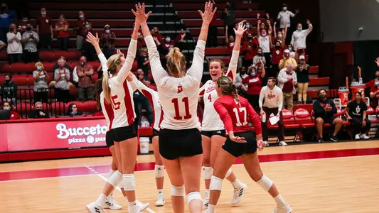 IUVB celebrates win over Michigan State