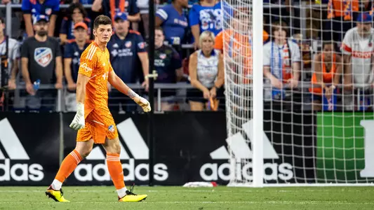 CINCINNATI, OH - JULY 23, 2022 - Roman Celentano during the match between FC Cincinnati and Nashville SC at TQL Stadium in Cincinnati, OH. Photo By Andrew Mascharka/Indiana Athletics