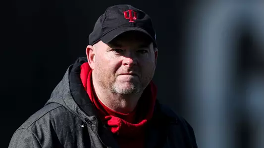 BLOOMINGTON, IN - APRIL 07, 2022 - Rod Carey during practice at Memorial Stadium in Bloomington, IN. Photo By Andrew Mascharka/Indiana Athletics
