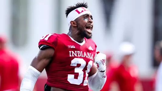 BLOOMINGTON, IN - SEPTEMBER 17, 2022 - defensive back Bryant Fitzgerald #31 of the Indiana Hoosiers during the game between the Western Kentucky Hilltoppers and the Indiana Hoosiers at Memorial Stadium in Bloomington, IN. Photo By Andrew Mascharka/Indiana Athletics