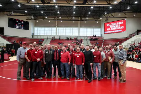 BLOOMINGTON, IN - JANUARY 13, 2019 - Indiana Wrestling alumni during the meet  between the Maryland Terrapins and the Indiana Hoosiers at the Wilkinson Hall in Bloomington, IN. Photo By Amelia Herrick/ Indiana Athletics