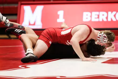 BLOOMINGTON, IN - January 21, 2022 - Cayden Rooks during the match between the Maryland Terrapins and the Indiana Hoosiers at Wilkinson Hall in Bloomington, IN. Photo By Sammy Nance