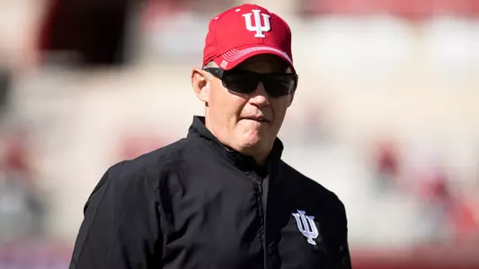BLOOMINGTON, IN - October 15, 2022 - Indiana Hoosiers Head Coach Tom Allen during the game between the Maryland Terrapins and the Indiana Hoosiers at Memorial Stadium in Bloomington, IN. Photo By Dalton Wainscott\Indiana University