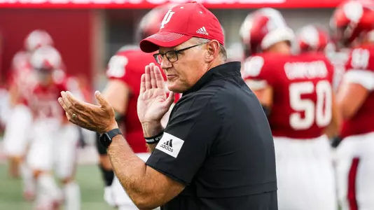 BLOOMINGTON, IN - September 02, 2022 - Indiana Hoosiers Head Coach Tom Allen during the game between the Fighting Illini and the Indiana Hoosiers at Memorial Stadium in Bloomington, IN. Photo By Gracie Farrall\Indiana Athletics