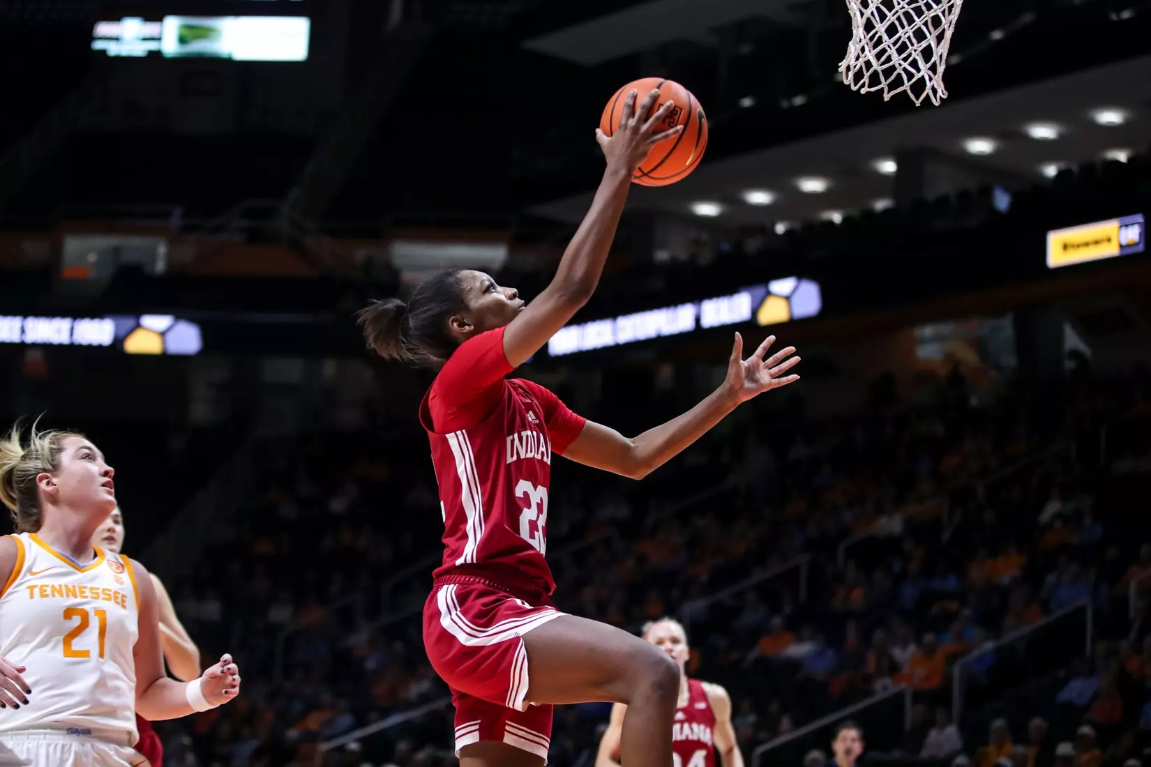 BLOOMINGTON, IN - November 14, 2022 - guard Chloe Moore-McNeil #22 of the Indiana Hoosiers during the game between the Tennessee Lady Vols and the Indiana Hoosiers at Simon Skjodt Assembly Hall in Bloomington, IN. Photo By Gracie Farrall\Indiana Athletics
