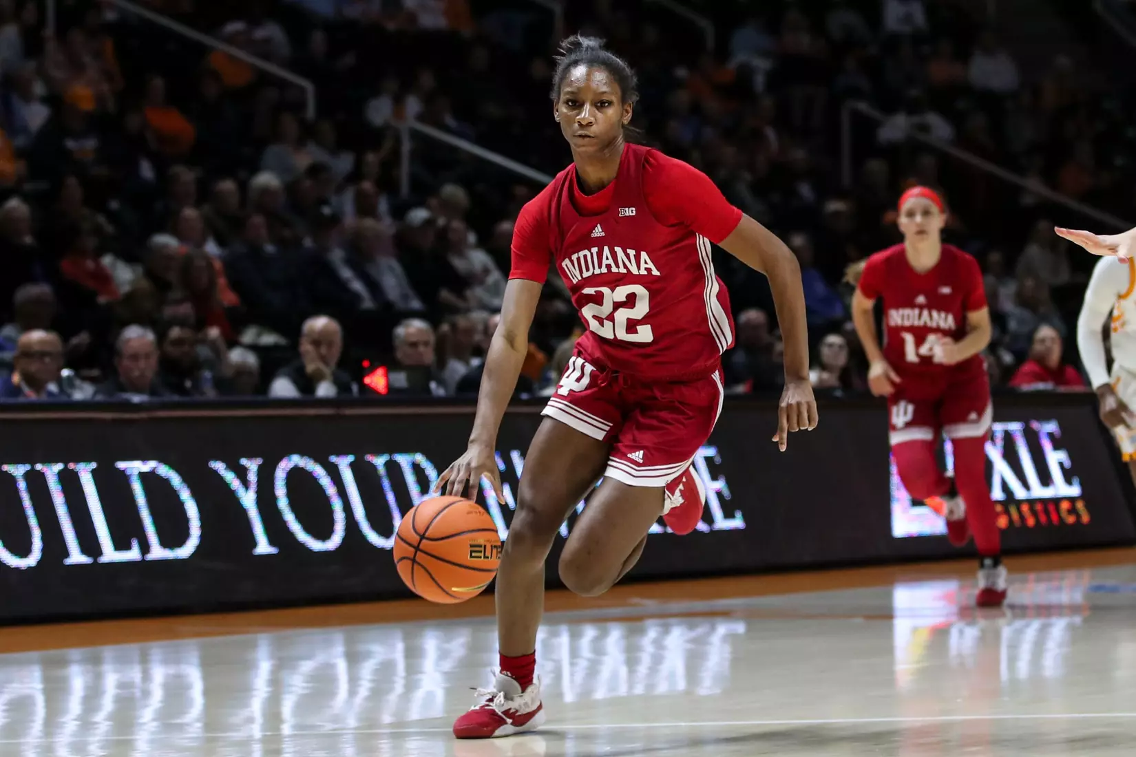 BLOOMINGTON, IN - November 14, 2022 - guard Chloe Moore-McNeil #22 of the Indiana Hoosiers during the game between the Tennessee Lady Vols and the Indiana Hoosiers at Simon Skjodt Assembly Hall in Bloomington, IN. Photo By Gracie Farrall\Indiana Athletics