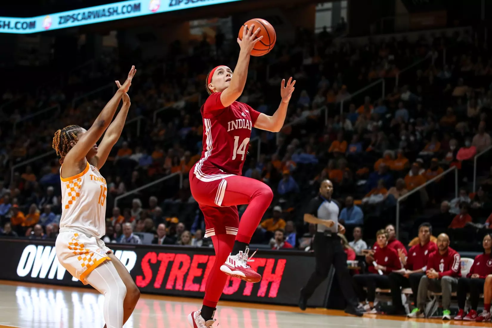 BLOOMINGTON, IN - November 14, 2022 - guard Sara Scalia #14 of the Indiana Hoosiers during the game between the Tennessee Lady Vols and the Indiana Hoosiers at Simon Skjodt Assembly Hall in Bloomington, IN. Photo By Gracie Farrall\Indiana Athletics