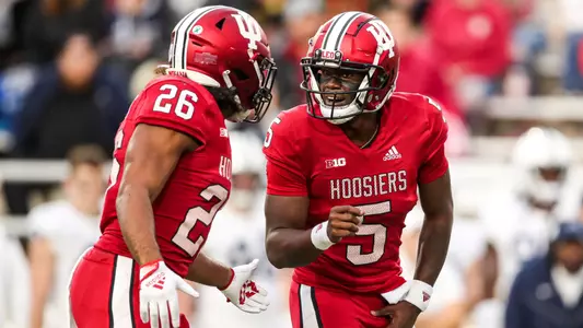 BLOOMINGTON, IN - NOVEMBER 05, 2022 - quarterback Dexter Williams II #5 of the Indiana Hoosiers during the game between the Penn Nittany Lions and the Indiana Hoosiers at Memorial Stadium in Bloomington, IN. Photo By Andrew Mascharka/Indiana Athletics