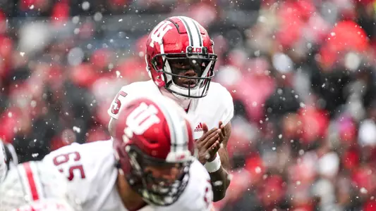 COLUMBUS, OH - November 12, 2022 - quarterback Dexter Williams II #5 of the Indiana Hoosiers during the game between the Ohio State Buckeyes and the Indiana Hoosiers at Memorial Stadium in Columbus, Ohio. Photo By Andrew Mascharka/Indiana Athletics