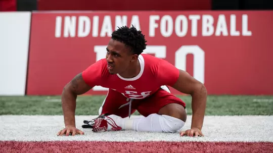 BLOOMINGTON, IN - November 05, 2022 - running back Jaylin Lucas #12 of the Indiana Hoosiers during the game between the Penn State Nittany Lions and the Indiana Hoosiers at Memorial Stadium in Bloomington, IN. Photo By Chris Conaway/Indiana Athletics