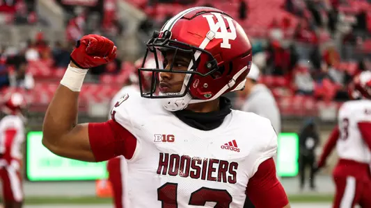 COLUMBUS, OH - November 12, 2022 - running back Jaylin Lucas #12 of the Indiana Hoosiers during the game between the Ohio State Buckeyes and the Indiana Hoosiers at Ohio Stadium in Columbus, OH. Photo By Sammy Nance/Indiana Athletics