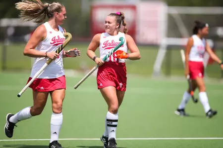 BLOOMINGTON, IN - August 19, 2022 - midfield/forward Kennedy Reardon #16 of the Indiana Hoosiers during the game between the Ball State Cardinals and the Indiana Hoosiers at IU Field Hockey Complex in Bloomington, IN. Photo By Gretta Cohoon/Indiana Athletics