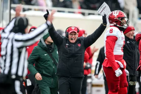 BLOOMINGTON, IN - November 19, 2022 - Indiana Hoosiers Head Coach Tom Allen during the game between the Michigan State Spartans and the Indiana Hoosiers at Memorial Stadium in Bloomington, IN. Photo By Indiana University