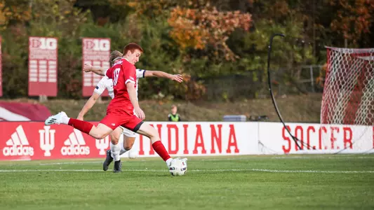 BLOOMINGTON, IN - OCTOBER 14, 2022 - forward Ryan Wittenbrink #18 of the Indiana Hoosiers during the game against the Nittany Lions at Yeagley Field in Bloomington, IN. Photo By \CXD#2\